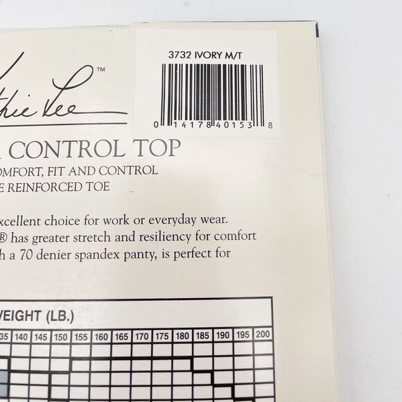 NWT Vintage Kathie Lee Daysheer Control Top Sandalfoot Hose Ivory Sz Medium Tall - Picture 6 of 9